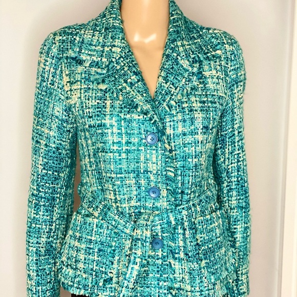 Jackets & Blazers - Women's Turquoise Teal Tweed Jacket. Size S